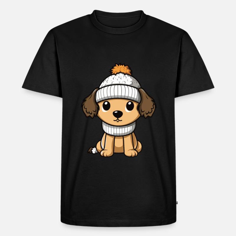 Hund Winter Comic Niedlich - Männer Premium Bio T-Shirt - Schwarz