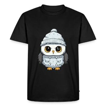 Hibou Hiver Bande Dessinée Mignon - T-shirt Premium bio Homme - noir - Devant - Nico (187cm)