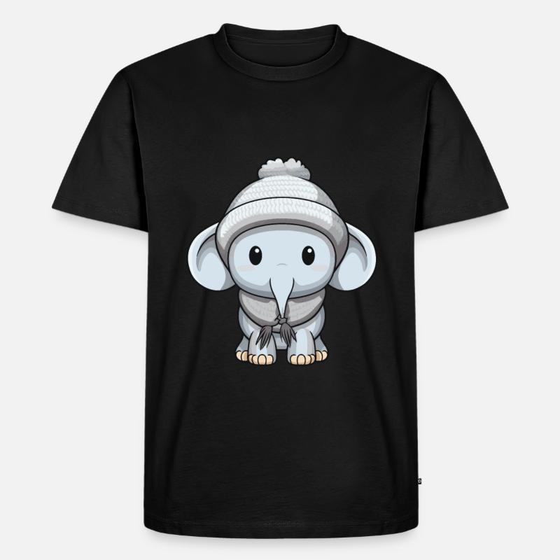Elefant Winter Comic Niedlich - Männer Premium Bio T-Shirt - Schwarz