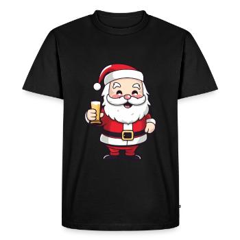 Santa Claus Drinking Comic Christmas - Men's Premium Organic T-Shirt - black - Front - Nico (187cm)