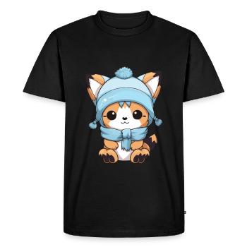 Fox Winter Comic - Men's Premium Organic T-Shirt - black - Front - Nico (187cm)