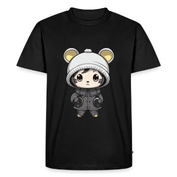 Mouse Winter Animal Cute Comic - Men's Premium Organic T-Shirt - black - Front - Nico (187cm)