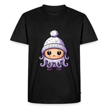 Poulpe Hiver Animal Mignon Bande Dessinée - T-shirt Premium bio Homme - noir - Devant - Nico (187cm)