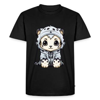 Léopard des neiges Léopard d’hiver Animal - T-shirt Premium bio Homme - noir - Devant - Nico (187cm)