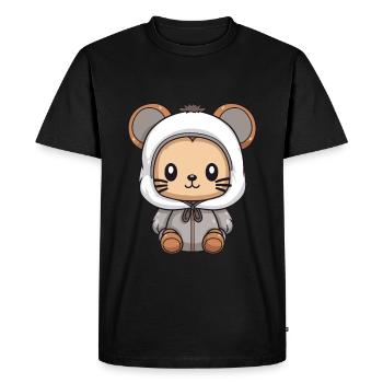 Mouse Winter Animal Cute Comic - Men's Premium Organic T-Shirt - black - Front - Nico (187cm)