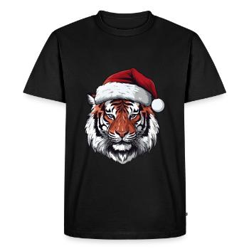 Noël de Noël à tête de tigre - T-shirt Premium bio Homme - noir - Devant - Nico (187cm)