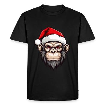 Tête de singe Noël Noël - T-shirt Premium bio Homme - noir - Devant - Nico (187cm)