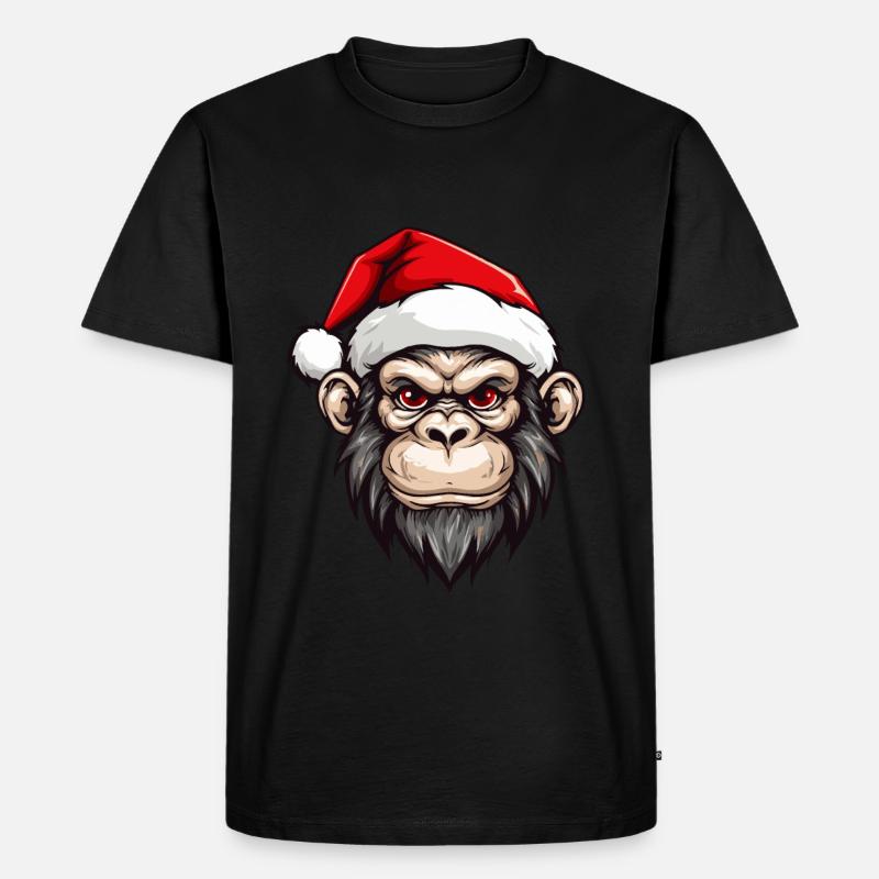 Affe Kopf Weihnachten Xmas - Männer Premium Bio T-Shirt - Schwarz