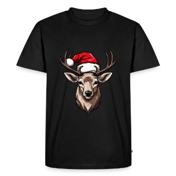 Deer Head Christmas Xmas - Men's Premium Organic T-Shirt - black - Front - Nico (187cm)