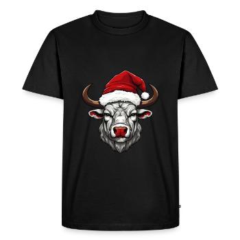 Bull Head Christmas Xmas - Men's Premium Organic T-Shirt - black - Front - Nico (187cm)