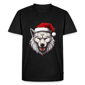 Noël tête de loup Noël - T-shirt Premium bio Homme - noir - Devant - Nico (187cm)