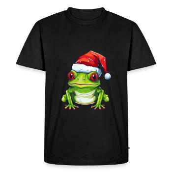 Tête de grenouille Noël crapaud Noël - T-shirt Premium bio Homme - noir - Devant - Nico (187cm)