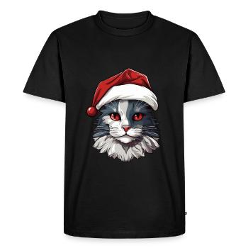 Cat Head Christmas Xmas - Men's Premium Organic T-Shirt - black - Front - Nico (187cm)