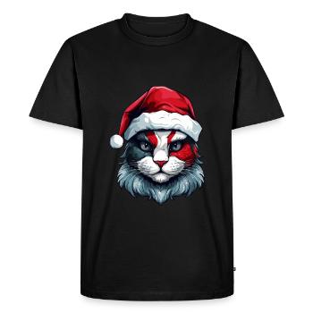 Cat Head Christmas Xmas Portrait - Men's Premium Organic T-Shirt - black - Front - Nico (187cm)