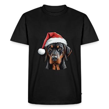 Doberman Dog Head Christmas Xmas - Men's Premium Organic T-Shirt - black - Front - Nico (187cm)