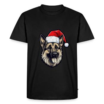 Tête de chien de berger allemand Noël Noël - T-shirt Premium bio Homme - noir - Devant - Nico (187cm)