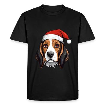 Beagle Dog Head Christmas Xmas - Men's Premium Organic T-Shirt - black - Front - Nico (187cm)