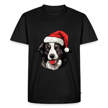 Border Collie Dog Head Christmas Xmas - Men's Premium Organic T-Shirt - black - Front - Nico (187cm)