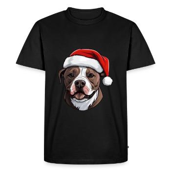 Staffordshire Bull Terrier Dog Head Christmas - Men's Premium Organic T-Shirt - black - Front - Nico (187cm)