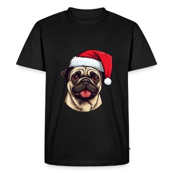 Pug Dog Pug Christmas Head - Men's Premium Organic T-Shirt - black - Front - Nico (187cm)