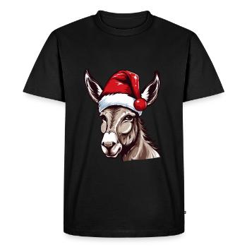 Tête d’animal de Noël d’âne - T-shirt Premium bio Homme - noir - Devant - Nico (187cm)