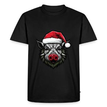 Wild Boar Christmas Animal Head - Men's Premium Organic T-Shirt - black - Front - Nico (187cm)