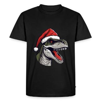Dinosaur Christmas Animal Head - Men's Premium Organic T-Shirt - black - Front - Nico (187cm)