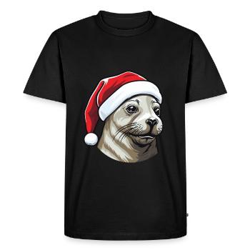 Tête d’animal de Noël de phoque de phoque - T-shirt Premium bio Homme - noir - Devant - Nico (187cm)