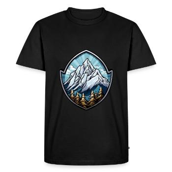 Montagnes Symbole Armoiries - T-shirt Premium bio Homme - noir - Devant - Nico (187cm)