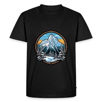 Mountains Symbol Coat of Arms Winter - Men's Premium Organic T-Shirt - black - Front - Nico (187cm)