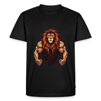 Lion Musculation Fitness Arts Martiaux MMA - T-shirt Premium bio Homme - noir - Devant - Nico (187cm)