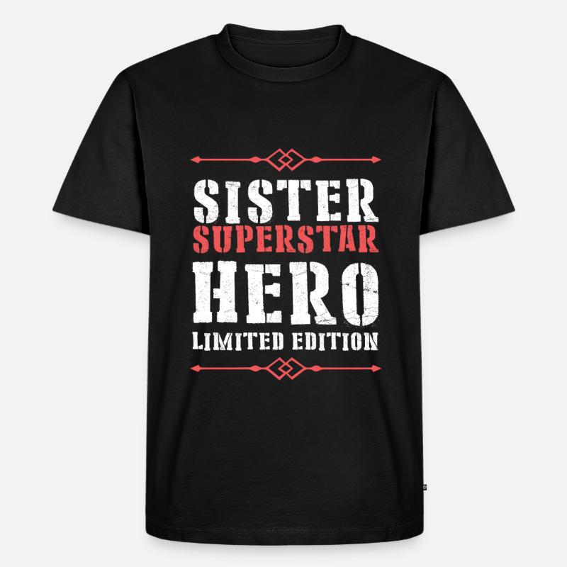 Beste Schwester Heldin Spruch - Männer Premium Bio T-Shirt - Schwarz