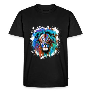 Lion Head Portrait Colorful - Men's Premium Organic T-Shirt - black - Front - Nico (187cm)