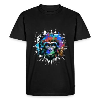 Monkey Head Portrait Colorful - Men's Premium Organic T-Shirt - black - Front - Nico (187cm)