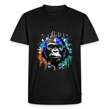 Gorilla Head Portrait Colorful - Men's Premium Organic T-Shirt - black - Front - Nico (187cm)