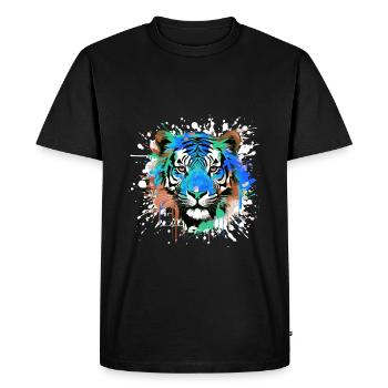Portrait De Tête De Tigre Coloré - T-shirt Premium bio Homme - noir - Devant - Nico (187cm)