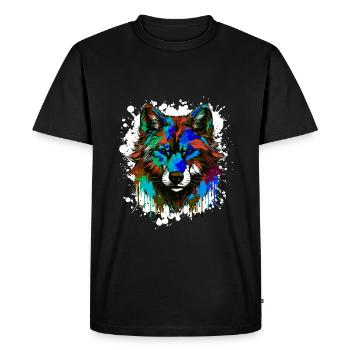 Portrait De Tête De Loup Coloré - T-shirt Premium bio Homme - noir - Devant - Nico (187cm)