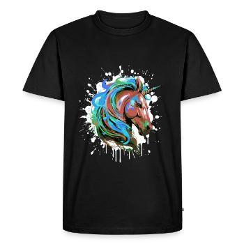 Portrait De Tête De Licorne Coloré - T-shirt Premium bio Homme - noir - Devant - Nico (187cm)