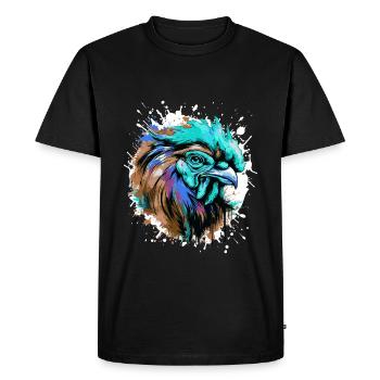Rooster Head Portrait Colorful - Men's Premium Organic T-Shirt - black - Front - Nico (187cm)