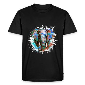 Elephant Head Portrait Colorful - Men's Premium Organic T-Shirt - black - Front - Nico (187cm)