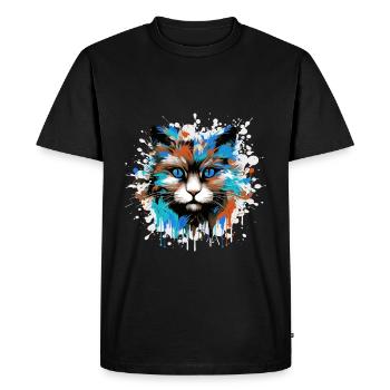 Cat Head Portrait Colorful - Men's Premium Organic T-Shirt - black - Front - Nico (187cm)