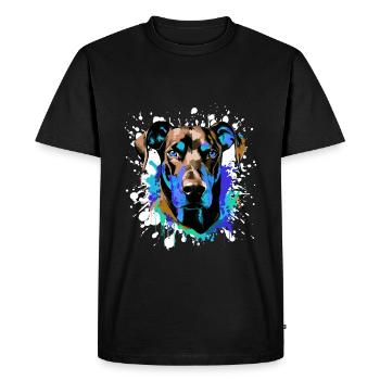 Doberman Dog Head Portrait Colorful - Men's Premium Organic T-Shirt - black - Front - Nico (187cm)