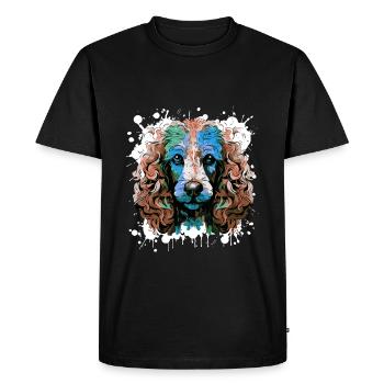 Poodle Dog Head Portrait Colorful - Men's Premium Organic T-Shirt - black - Front - Nico (187cm)