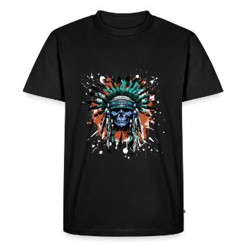 Apache Crâne Indien Coloré - T-shirt Premium bio Homme - noir - Devant - Nico (187cm)