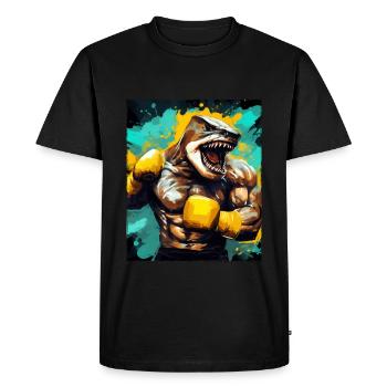 Combattant de boxeur animal requin - T-shirt Premium bio Homme - noir - Devant - Nico (187cm)