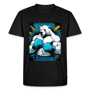 Ours polaire Boxer Fighter Polar Bear Boxe - T-shirt Premium bio Homme - noir - Devant - Nico (187cm)