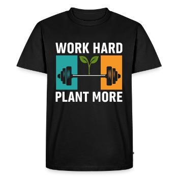 Travailler dur Planter Plus - T-shirt Premium bio Homme - noir - Devant - Nico (187cm)