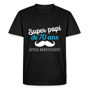 Super papi cadeau anniversaire 70 ans homme - T-shirt Premium bio Homme - noir - Devant - Nico (187cm)