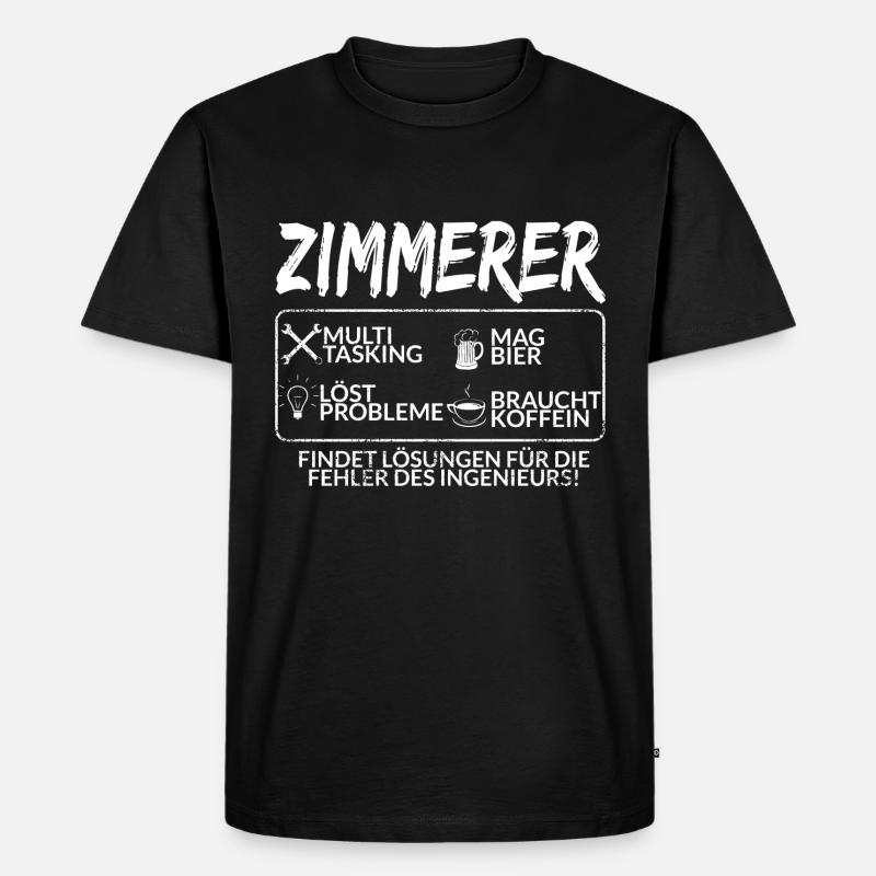 Der Zimmerer - Männer Premium Bio T-Shirt - Schwarz