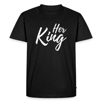 Son écriture manuscrite blanche - T-shirt Premium bio Homme - noir - Devant - Nico (187cm)